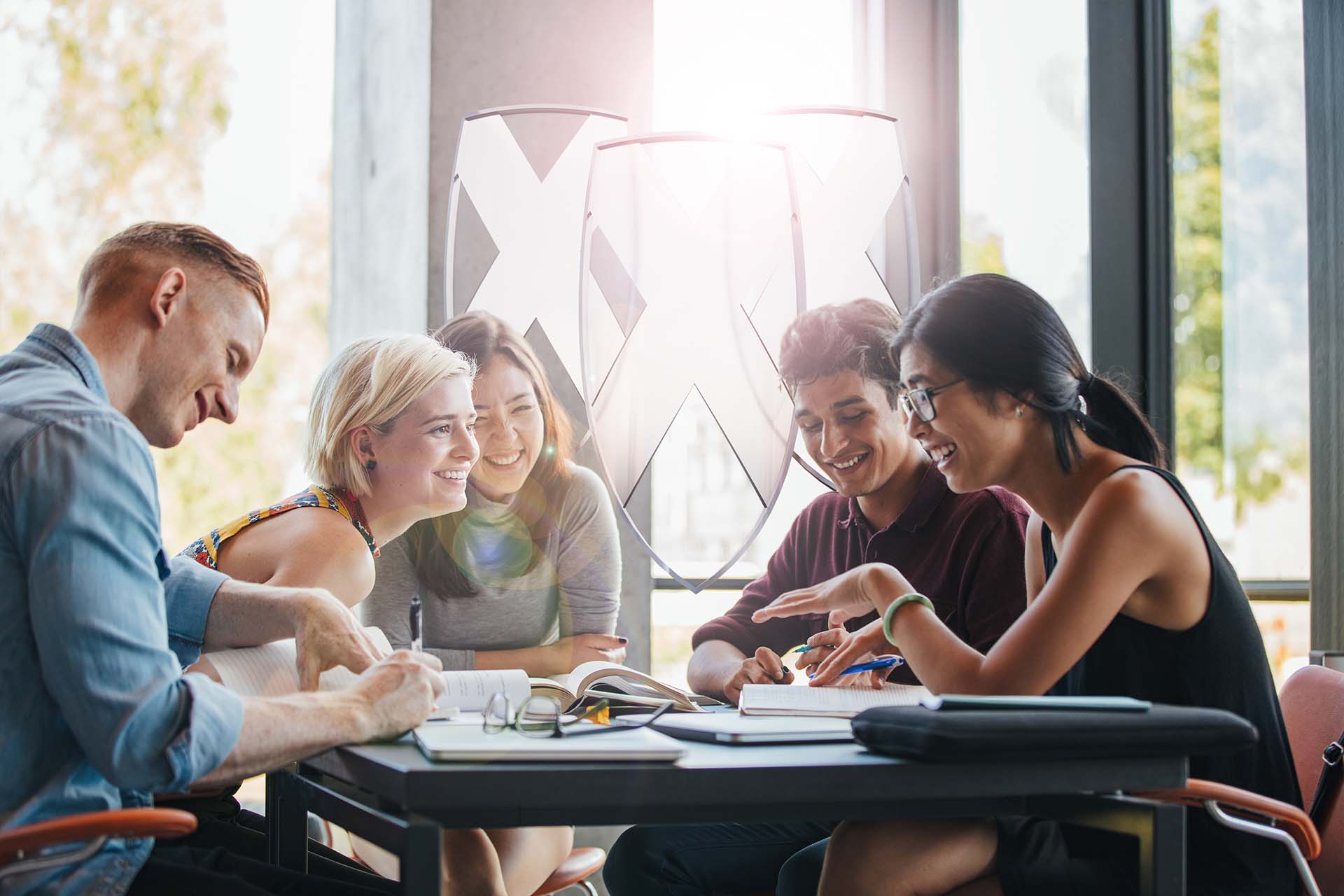 group of students studying