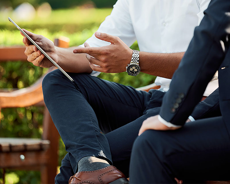 business men working on tablet