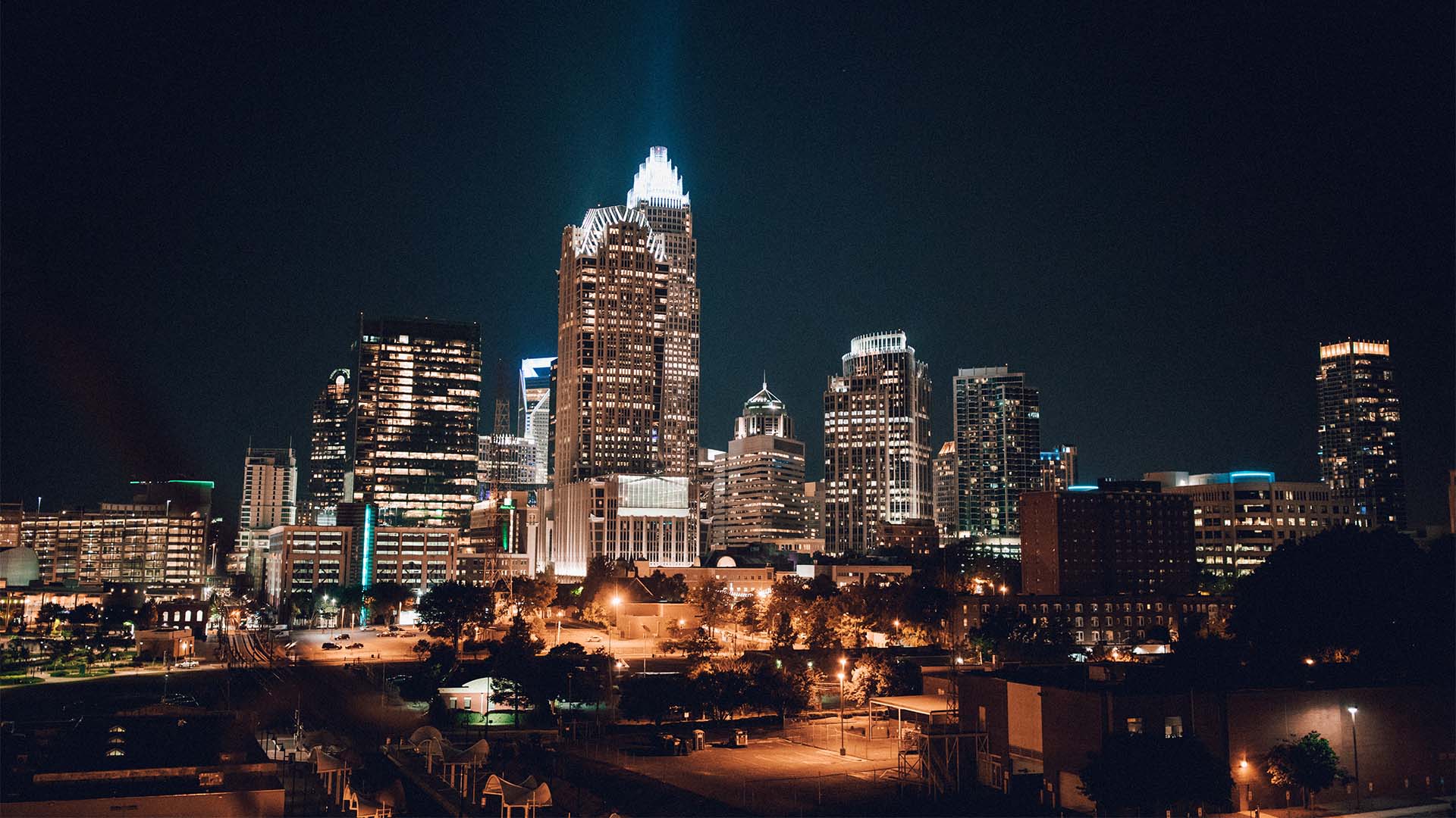 charlotte cityscape at night