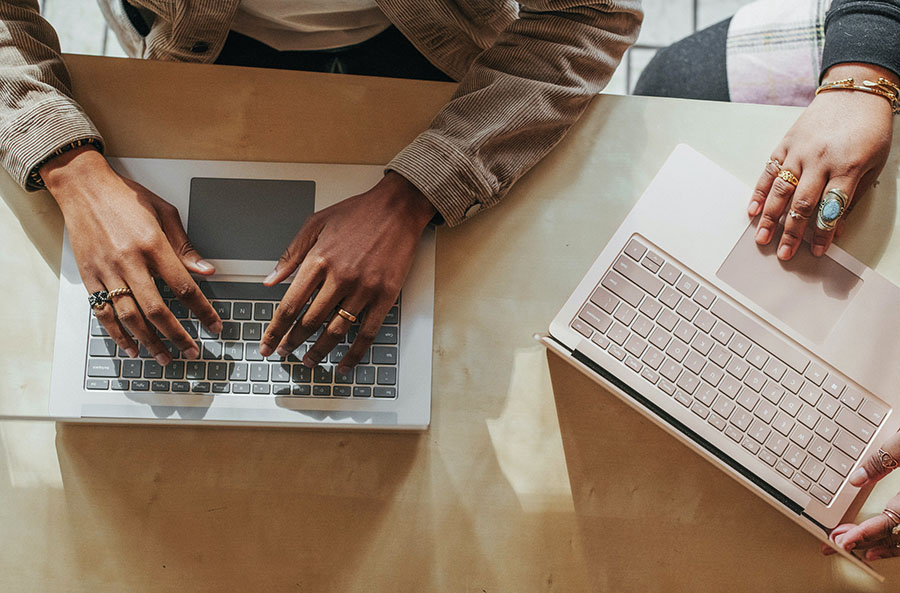 students using laptops