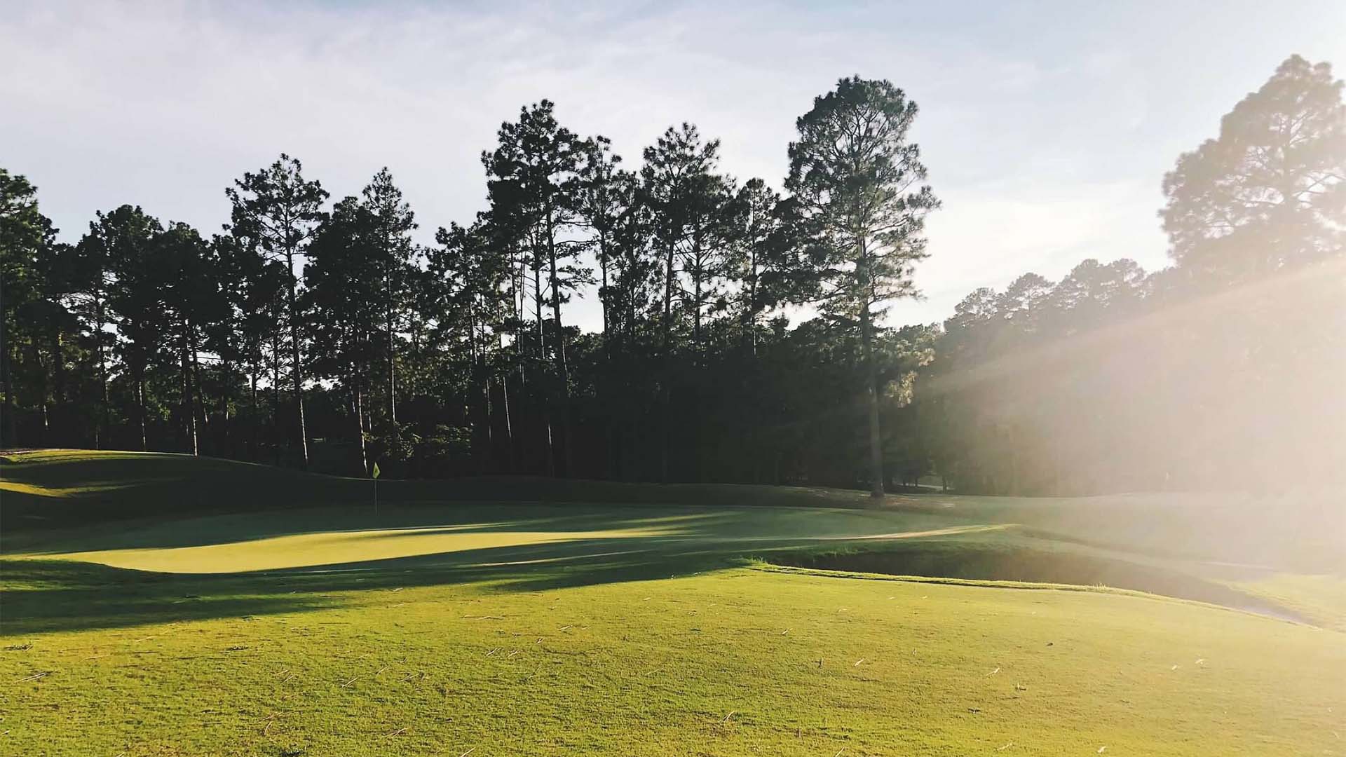 golf course at sunset