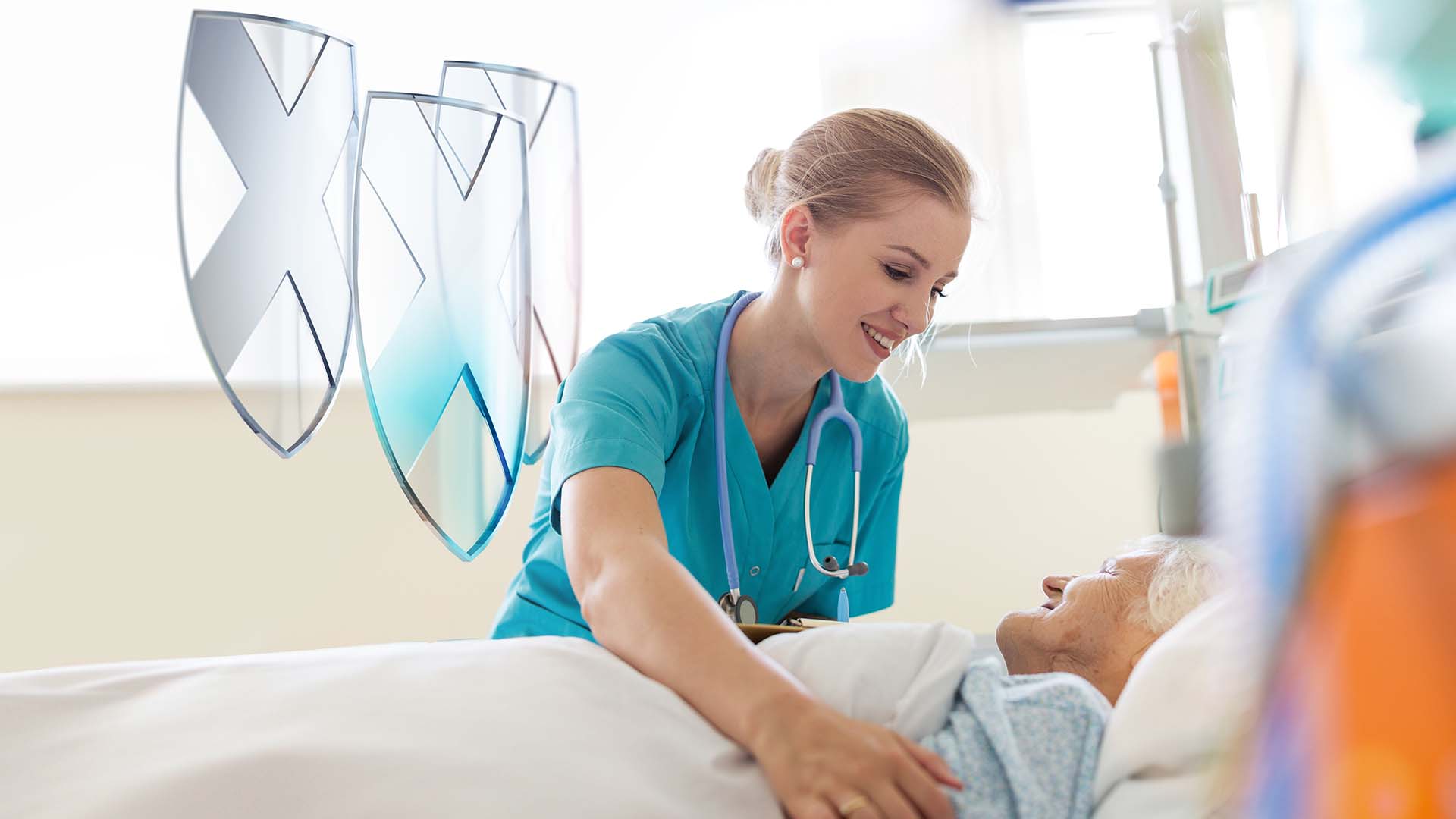 nurse with patient in the hospital